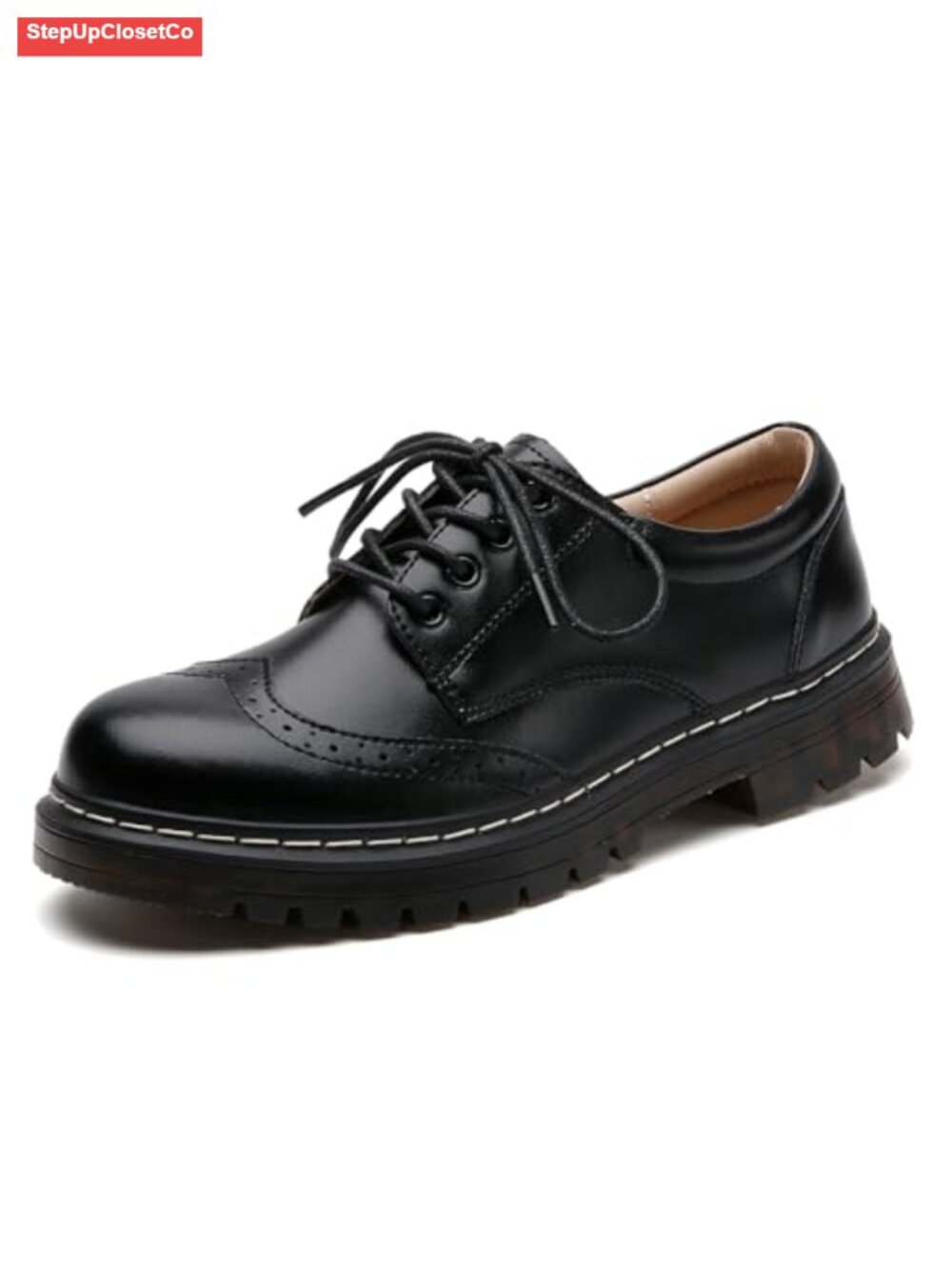 Women's Oxford Platform Shoes Vegan Leather Lace Up Non-Slip Dress Shoes